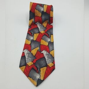 Stefano Milano 100% Silk Men's Abstract Pattern Tie in Red, Gold, Gray
